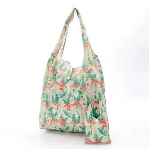 Shopper tas flamingo beige gerecycleerde nylon