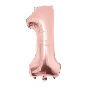 Folieballon - Cijfer - 1 - Roségoud - 86cm - Zonder vulling