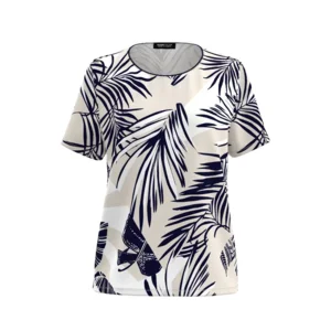 Frank Walder T-shirt: Bedrukt ( donker blauw / beige ) ( WAL.106 )