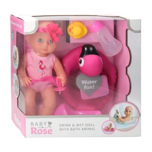 Pop - Baby Rose - Drink- en plaspop - 30cm - 1 stuks - Willekeurig geleverd - Incl. accessoires