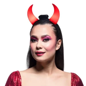 Diadeem - Duivel - Hoorns - Met LED licht - Inclusief batterijen - Rood