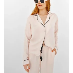 LordsXLilies Dames pyjama 2-delig zijde doorknoop 202-5-lla-w/409 XL