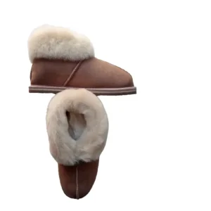 Pantoffels met schapenwol - beige - hoog model