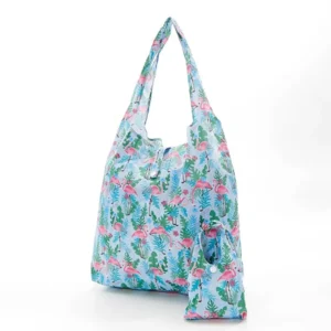 Shopper tas flamingo blauw gerecycleerde nylon