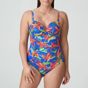 Prima Donna Swim badpak in blauw met bloemenprint