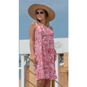 Mitjans zomer kleed: Rood / Ecru ( MIT.144 )