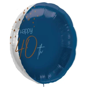 Folieballon - 40 jaar - Luxe - Blauw, goud, transparant - 45cm - Zonder vulling
