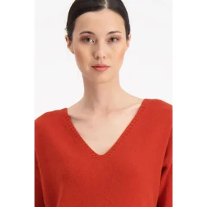 Signe Nature Pull: Brique kleur, V hals  ( Signe.1183 )