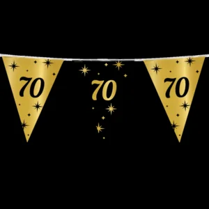 Vlaggenlijn - 70 jaar - Goud, zwart - 10m