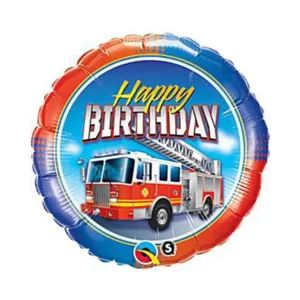 Folieballon Happy birthday - brandweerwagen