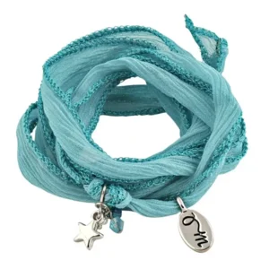 RAKHI zijden wikkelarmband turquoise