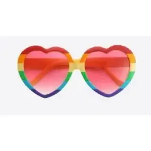 Hippie Zonnebril Hartjes – Regenboogkleurige Sixties Bril voor Verkleedfeest of Festival
