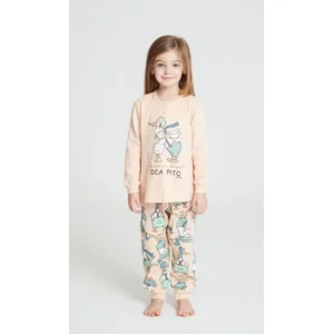 Happy People Meisjes pyjama: Oranje, opdruk eend ( HAP.100 )