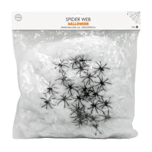 Spinnenweb - Wit - Incl. 25 spinnen - 500gr.