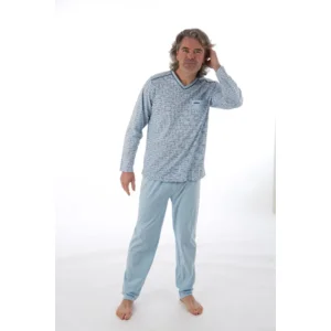 Perlina Heren Pyjama: Noud, Licht blauw, rechte broek ( LINA.49 )