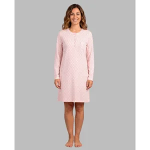 Egatex Nachthemd Dames: Roze met bolletjes, Interlock ( EGA.551 )