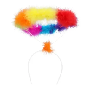 Regenboog Halo met Dons – Hemels Accessoire voor Pride, Carnaval of Foute Party