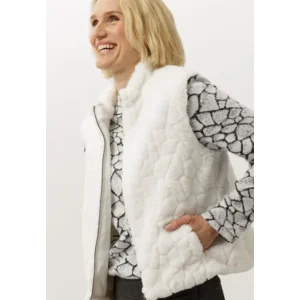Frank Walder  Dames Bodywarmer: wit, bont met rits ( WAL.79 )