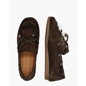 VIA VAI June Loua Donkerbruin Dames Veterschoenen