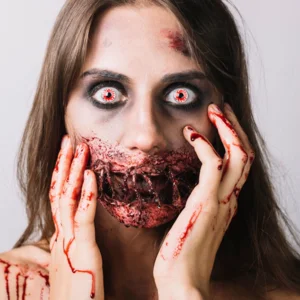 Bloody zombie witte lenzen | Witte kleurlenzen zonder sterkte  | Halloween daglenzen