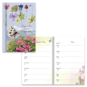 Zak agenda - 2024 - Marjolein Bastin - Bloemen - 8x12,2cm - Calendarium start op zondag
