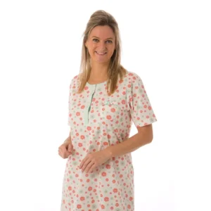 Perlina nachthemd dames: Babette, Groen, lengte 100cm ( lina.123 )