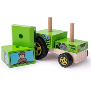 Stapelfiguur - Tractor - Hout - 12x17x10cm