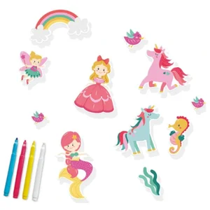 Raampret - Raamstickers met 4 glasstiften - Prinsessen wereld