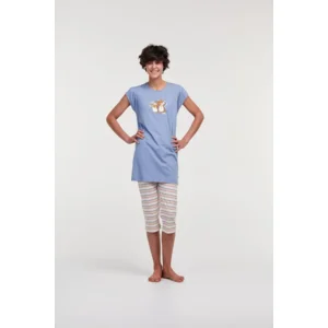 Woody Dames Pyjama Blauw Cavia