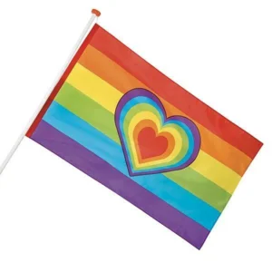 Vlag - Regenboog - Hart - 150x90cm