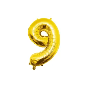 Folieballon - 9 jaar - Goud - 40cm - Niet geschikt voor helium