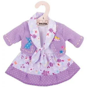 Poppenkleren - Bloemenjurk & vest - Lila - 35cm