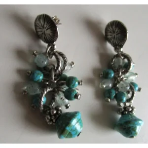 Fantasiejuweel oorbellen Turquoise/zilver/naturel