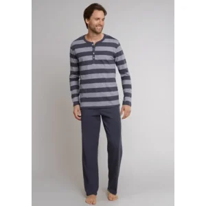 Schiesser – Ebony – Pyjama – 159631 – Grey Stripe