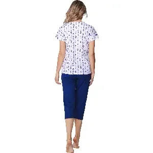 Pastunette Dames Pyjama: Dark Blue, Korte mouw / knie broek ( PAS.161 )
