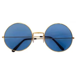 Hippie blauwe ronde XL bril voor volwassenen - Ideaal voor festivals en Flower power themafeesten - Copy