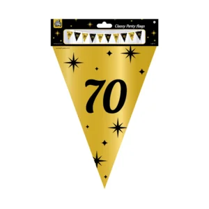 Vlaggenlijn - 70 jaar - Goud, zwart - 10m