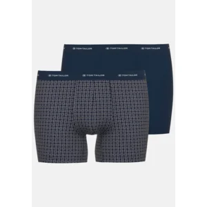 Tom Tailor Boxer: Long Pants, Blauw + Blauw, Duopack ( TOM.48)