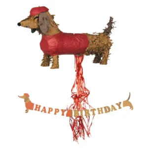 Teckel - guirlande - slinger - verjaardagslinger - hond - happy birthday slinger - feestdecoratie - verjaardag - verjaardagsfeestje - 2 meter - 24,5cm hoog - teckel slinger