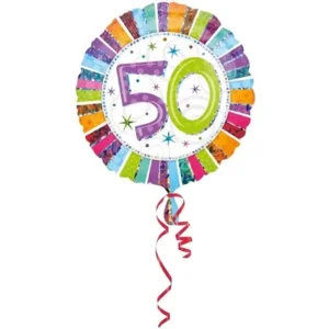 Ronde gekleurde metallic ballon 50 jaar