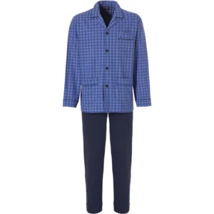 Blauw Doorknoop Robson Heren Pyjama 