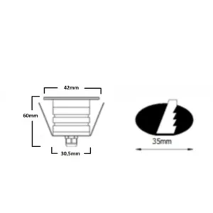 Kleine inbouwspot 3W IP67 230V zonder trafo zwart