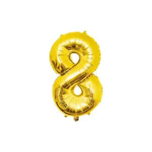 Folieballon - 8 jaar - Goud - 40cm - Niet geschikt voor helium