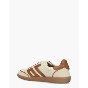 Back 70 Teddy Off-White/Cognac Damessneakers