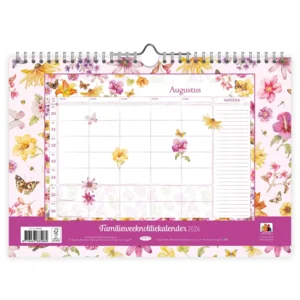 Familie weeknotitiekalender - 2026 - Oblong - Janneke Brinkman -Zomerbloemen - 29.7x21cm