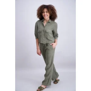 Signe Nature Linnen bloes / Blazer: Kaki ( Signe.1381 )