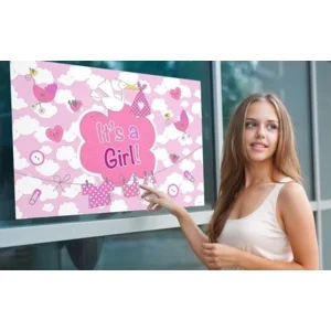 Raamvlag - It's a girl - Met zuignappen - 60x90cm