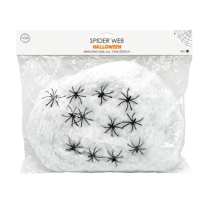 Spinnenweb - Wit - Incl. 12 spinnen - 250gr.