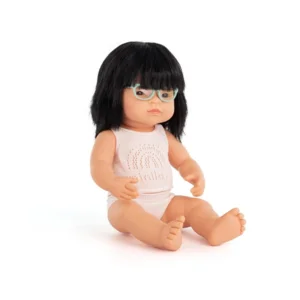 Miniland Babypop Aziatisch Meisje met Bril 38cm