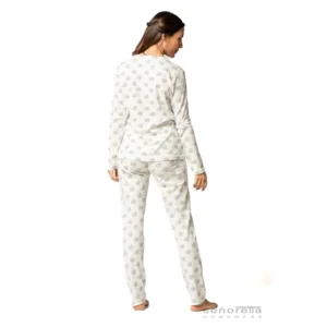 Egatex Dames pyjama interlock: Wit / zwart ( EGA.386 )